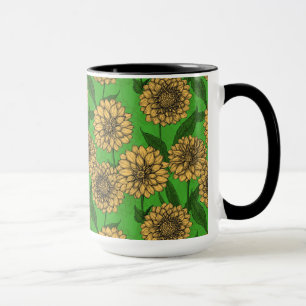 Dahlias in geel en groen mok