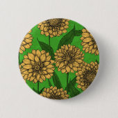 Dahlias in geel en groen ronde button 5,7 cm (Voorkant)