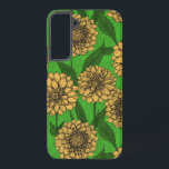 Dahlias in geel en groen samsung galaxy hoesje<br><div class="desc">Naadloos patroon gemaakt van met de hand getrokken dahlia-bloemen</div>