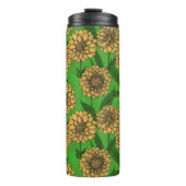 Dahlias in geel en groen thermosbeker (Voorkant)