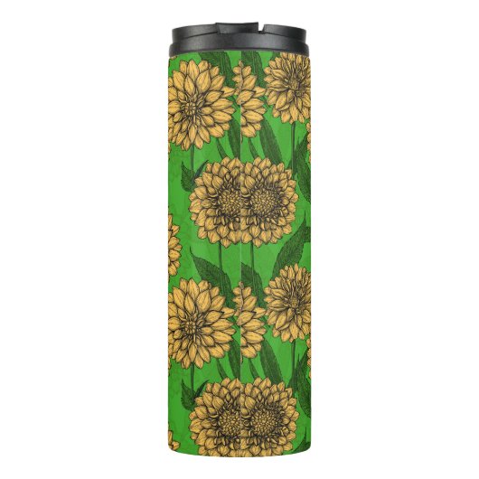 Dahlias in geel en groen thermosbeker (Achterkant)