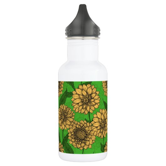 Dahlias in geel en groen waterfles  (Links)