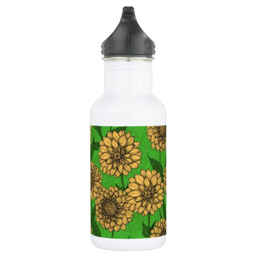 Dahlias in geel en groen waterfles (Rechts)