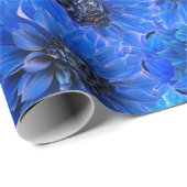 Dahlia's in koningsblauw - bloemontwerp, cadeaupapier (Rol Hoek)