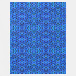 Dahlia's in koningsblauw - bloemontwerp, fleece deken