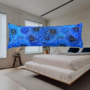 Dahlia's in koningsblauw - bloemontwerp, lichaamskussen