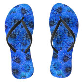 Dahlia's in koningsblauw - bloemontwerp, teenslippers (Voetbed)