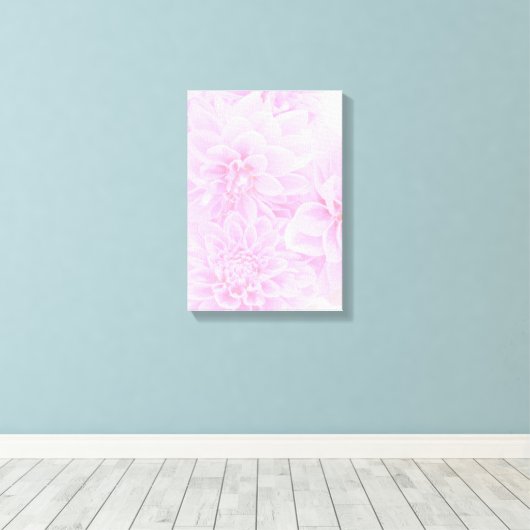 Dahlias in zacht roze canvas afdruk (Insitu (Houten vloer))