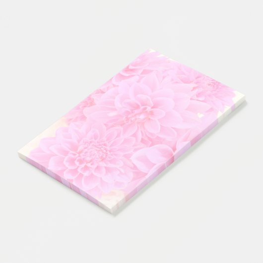 Dahlias in zacht roze post-it® notes (Schuin)