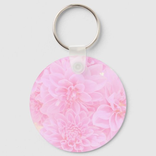 Dahlias in zacht roze sleutelhanger (Voorkant)