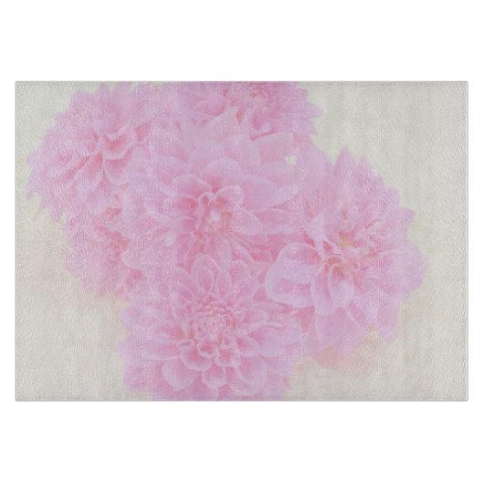 Dahlias in zacht roze snijplank (Voorkant)