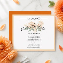 Dahlias - Marmalade Trouwkaart Kaartje om de datum