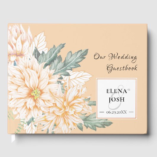 Dahlias Marmalade Wedding Guestbook Gastenboek (Voorkant)