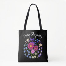 Dahlias met Blauwe Klokjes Boodschappentas