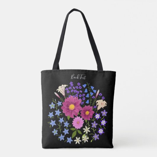 Dahlias met Bluebells Canvas tas (Achterkant)