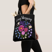 Dahlias met Bluebells Canvas tas (Dichtbij)