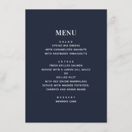 Dahlias. Navy bloemenbruiloft. Blauwe tuinbloemen Menu