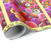 Dahlias Verjaardag Voeg naam & leeftijd Zomer Cadeaupapier (Rol Hoek)