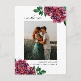 Dahlias. Watercolor tuinfloorsal Save the Date Briefkaart
