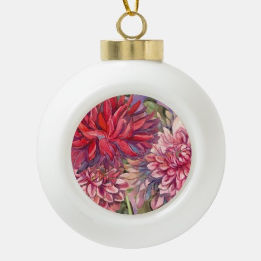 dahliesbloemen keramische bal ornament (Voorkant)