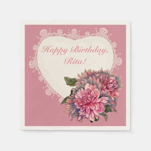 dahliesbloemen servet (Voorkant)