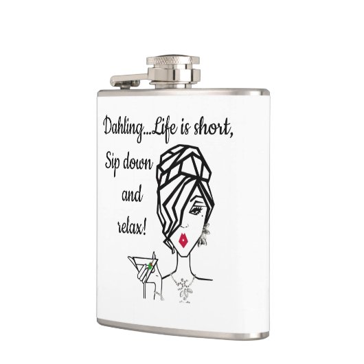 "Dahling.. Het leven is kort, zacht en rustig.." K Heupfles (Links)