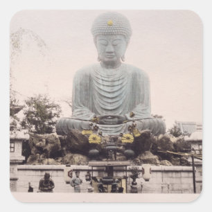 Daibutsu at Kobe, c.1880 (met de hand gekleurd alb Vierkante Sticker