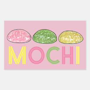 Daifuku Mochi Japans Nieuwjaar Rijstcake Voedsel Rechthoekige Sticker