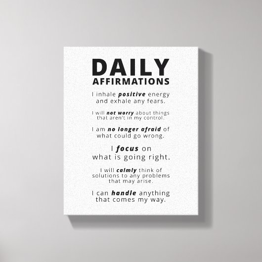 Daily Affirmations Positive Wall Art Canvas Afdruk (Voorkant)