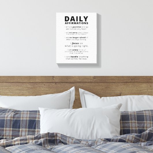 Daily Affirmations Positive Wall Art Canvas Afdruk (Insitu (Slaapkamer))