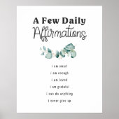 Daily Affirmations Self Care Greenery Poster (Voorkant)