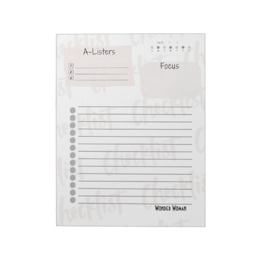 Daily Checklist – Customizable Tear-Off Notepad Notitieblok (Linkerzijde)