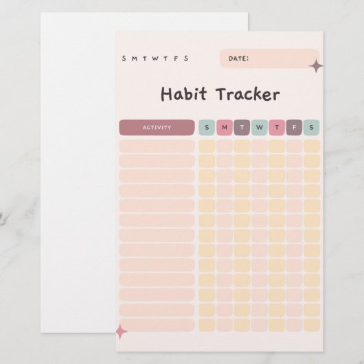 Daily Checklist Habit Tracker voor activiteiten Briefpapier (Voorkant / Achterkant)