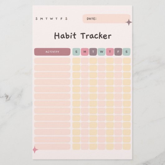 Daily Checklist Habit Tracker voor activiteiten Briefpapier (Voorkant)