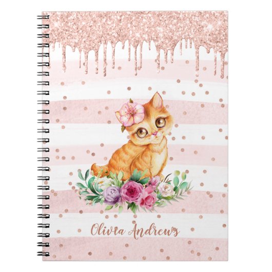 Daily Daily Diary Driving Glitter Cat Lover Girl Notitieboek (Voorkant)