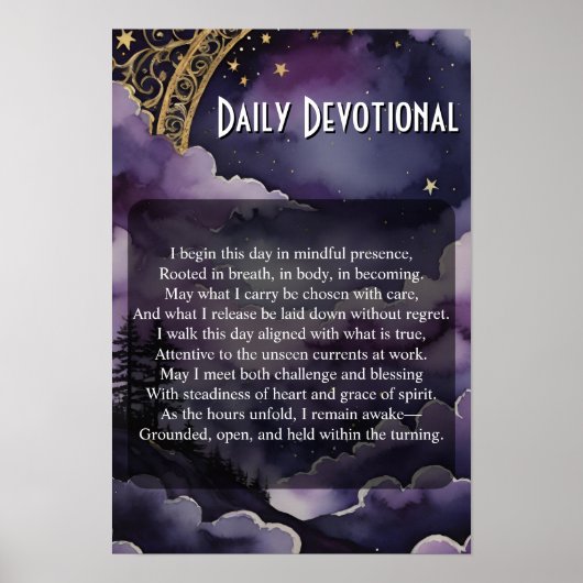 Daily Devotional Purple Night Sky Pagan Prayer Poster (Voorkant)
