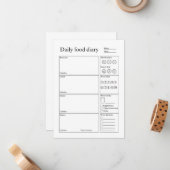 Daily food diary notitiekaartje (Voorkant / Achterkant in situ)