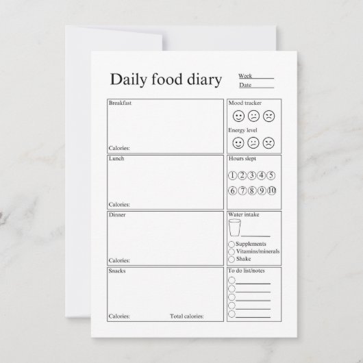 Daily food diary notitiekaartje (Voorkant)