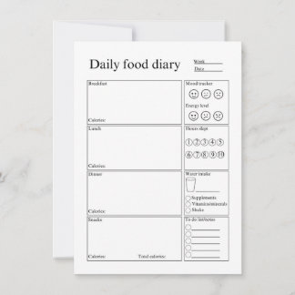 Daily food diary notitiekaartje