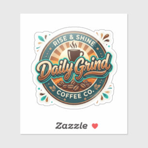 Daily Grind Coffee Co – Retro Vintage Cafe Badge T Sticker