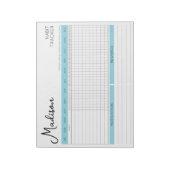 Daily Habit Tracker Motivatie Blue Script Naam Notitieblok (Linkerzijde)