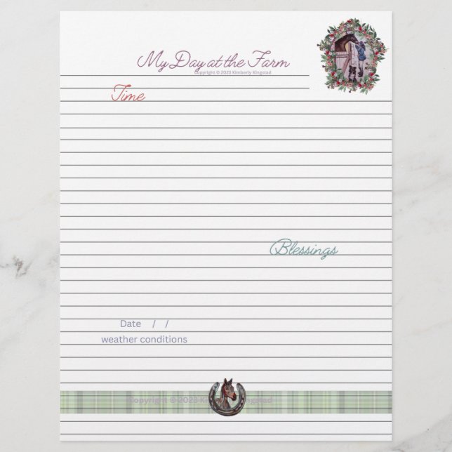 DAILY HORSE JOURNAL AANPASSEN MET UW EIGEN PAARD BRIEFHOOFD (Voorkant)