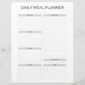 Daily Meal Planner | Simple Minimalistic Clean Briefhoofd (Voorkant)