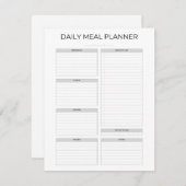 Daily Meal Planner | Simple Minimalistic Clean Informatiekaartje (Voorkant / Achterkant)