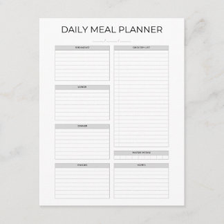 Daily Meal Planner | Simple Minimalistic Clean Informatiekaartje