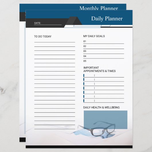 Daily, Monthly Planner Template (Voorkant / Achterkant)