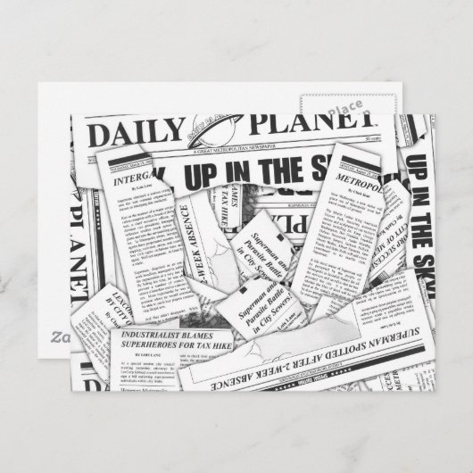 Daily Planet Pattern - White Briefkaart (Voorkant / Achterkant)