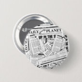 Daily Planet Pattern - White Ronde Button 5,7 Cm (Voorkant /achterkant)