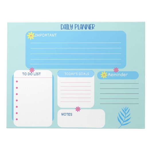 Daily Planner Blue Floral-laptops Notitieblok (Voorkant)