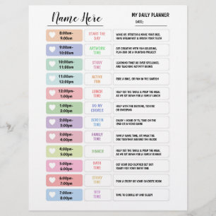 Daily Planner Chart Kinder Schedule Star Wall Flyer